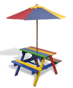 Dječji stol & klupe za piknik sa suncobranom četiri boje