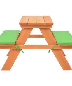 Dječji stol za piknik s klupama od masivne jelovine 89x79x50 cm