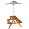 Dječji stol za piknik sa suncobranom 79x90x60 cm bagremovo drvo