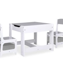 Dječji stolić s 2 stolice bijeli MDF