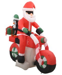 Djed Mraz na napuhavanje na motociklu LED IP44 160 cm