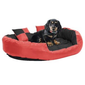 Dvostrani perivi jastuk za pse crveno-crni 110 x 80 x 23 cm