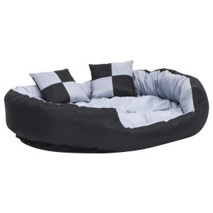 Dvostrani perivi jastuk za pse sivo-crni 110 x 80 x 23 cm