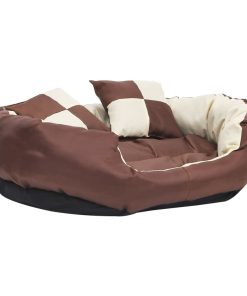 Dvostrani perivi jastuk za pse smeđi i krem 85 x 70 x 20 cm