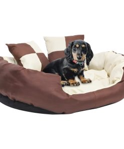 Dvostrani perivi jastuk za pse smeđi i krem 85 x 70 x 20 cm