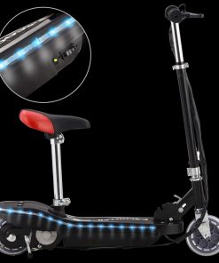 Električni skuter sa sjedalom i LED svjetlima 120 W crni