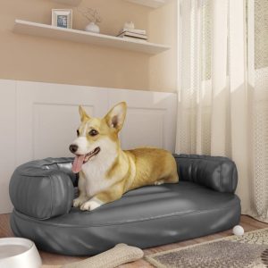 Ergonomski pjenasti krevet za pse sivi 88 x 65 cm umjetna koža