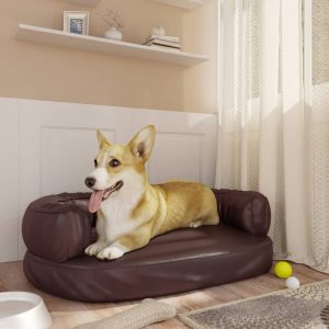Ergonomski pjenasti krevet za pse smeđi 60 x 42 cm umjetna koža