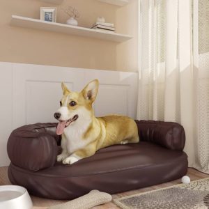 Ergonomski pjenasti krevet za pse smeđi 88 x 65 cm umjetna koža