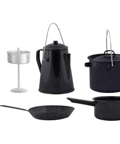 Esschert Design četverodijelni set za kuhanje na otvorenom crni FF215