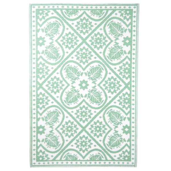 Esschert Design vanjski tepih 182x122 cm zeleno-bijeli uzorak pločica