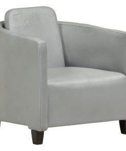 Fotelja od prave kože siva