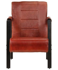 Fotelja od prave kozje kože 60 x 80 x 87 cm tamnosmeđa