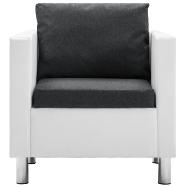 Fotelja od umjetne kože bijela i tamnosiva