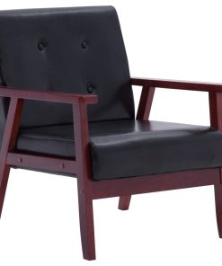 Fotelja od umjetne kože crna