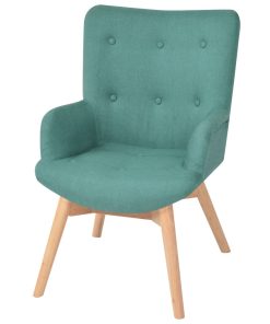 Fotelja s osloncem za noge od tkanine zelena