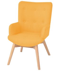 Fotelja s osloncem za noge od tkanine žuta