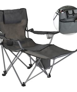 HI luksuzna stolica za kampiranje s osloncem za noge antracit