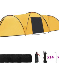 Iglu šator za kampiranje 650 x 240 x 190 cm za 8 osoba žuti