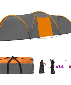 Iglu šator za kampiranje 650x240x190 cm 8 osoba sivo-narančasti