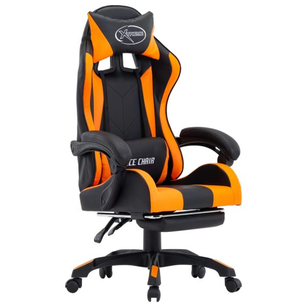 Igraća stolica od umjetne kože s osloncem narančasto-crna