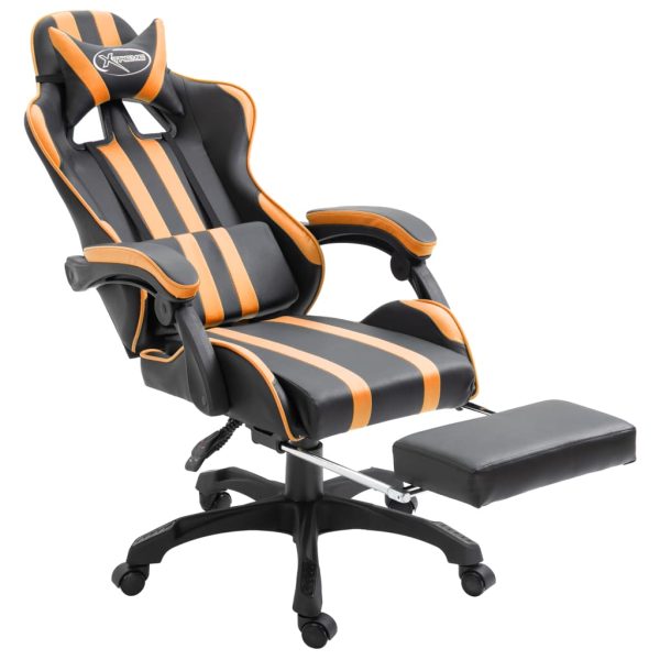 Igraća stolica od umjetne kože s osloncem za noge narančasta