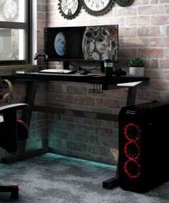 Igraći stol LED s nogama u oblika slova Z crni 90 x 60 x 75 cm