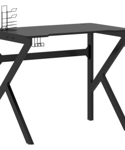 Igraći stol s nogama u obliku slova K crni 90 x 60 x 75 cm