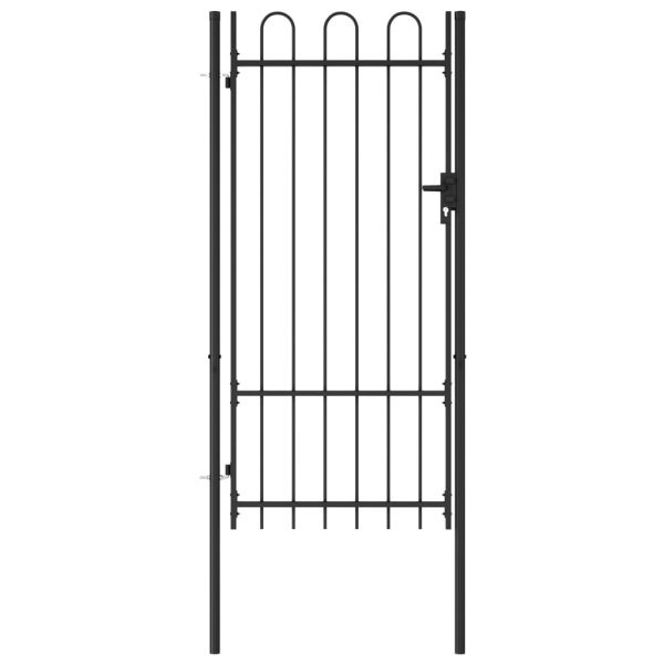 Jednostruka vrata za ogradu s lučnim vrhom čelična 1 x 2 m crna