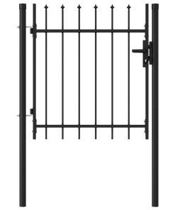 Jednostruka vrata za ogradu sa šiljcima na vrhu 1 x 1 m crna