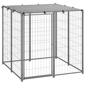 Kavez za pse srebrni 110 x 110 x 110 cm čelični