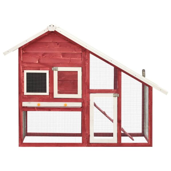 Kavez za zečeve crveno-bijeli 140x63x120 cm od masivne jelovine