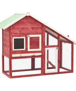 Kavez za zečeve crveno-bijeli 140x63x120 cm od masivne jelovine