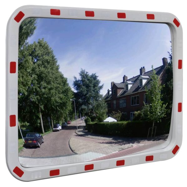 Konveksno pravokutno prometno ogledalo 60 x 80 cm s reflektorima
