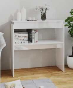 Konzolni stol visoki sjaj bijeli 80 x 30 x 80 cm od iverice