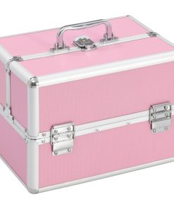 Kovčeg za šminku 22 x 30 x 21 cm ružičasti aluminijski