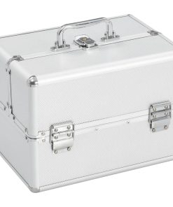 Kovčeg za šminku 22 x 30 x 21 cm srebrni aluminijski