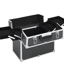 Kovčeg za šminku 37 x 24 x 35 cm crni aluminijski