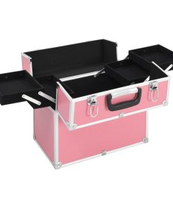 Kovčeg za šminku 37 x 24 x 35 cm ružičasti aluminijski