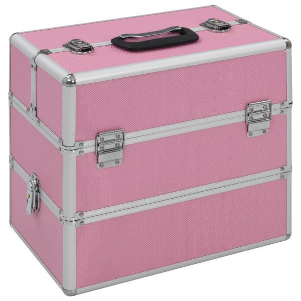 Kovčeg za šminku 37 x 24 x 35 cm ružičasti aluminijski
