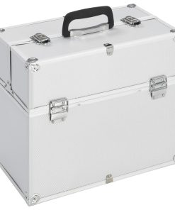 Kovčeg za šminku 37 x 24 x 35 cm srebrni aluminijski