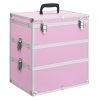 Kovčeg za šminku 37 x 24 x 40 cm ružičasti aluminijski