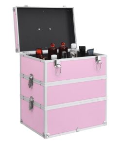 Kovčeg za šminku 37 x 24 x 40 cm ružičasti aluminijski