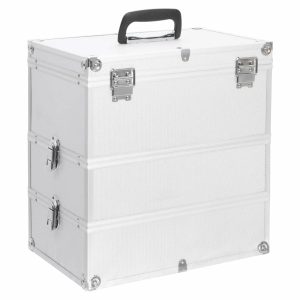 Kovčeg za šminku 37 x 24 x 40 cm srebrni aluminijski