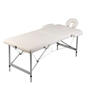 Krem bijeli sklopivi stol za masažu 2 zone i aluminijski okvir