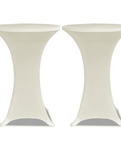 Krem rastežljiv stolnjak za stolove Ø60 2 kom