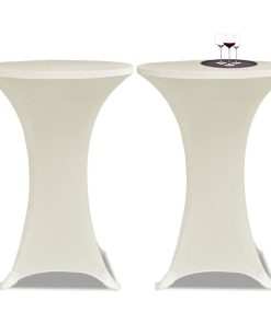 Krem rastežljiv stolnjak za stolove Ø80 2 kom