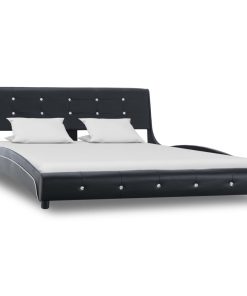 Krevet od umjetne kože s madracem crni 140 x 200 cm