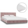 Krevet s madracem ružičasti baršunasti 120 x 200 cm