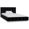 Krevet s memorijskim madracem crni baršunasti 90 x 200 cm